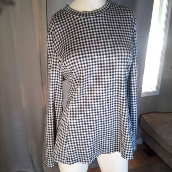 Papillon Blanc Blue and White Long Sleeve Boxy Blouse - Picture 3 of 4